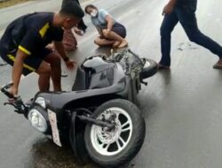 Tumpahan Solar di Jalan Banawula Sin Apoy Bikin Pemotor Terjatuh