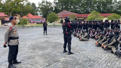 Ratusan Personel Satuan Elit Korps Brimob Polri Dikirim BKO di Kota Kendari