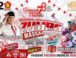 Semarak Kemerdekaan, DPD Gerindra Sultra Gelar Zumba Massal