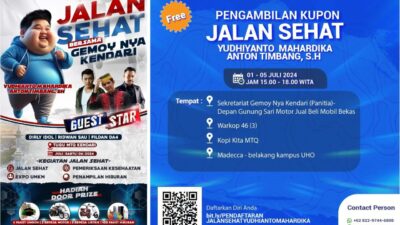 Buruan Daftar Jalan Sehat Bersama Yudhianto Mahardika Gemoy-nya Kendari, Berhadiah Umroh dan Sepeda Motor