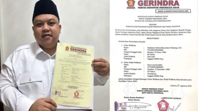 Terima B1KWK dari Gerindra, Yudhi – Nirna Siap Berlaga di Pilwali Kendari